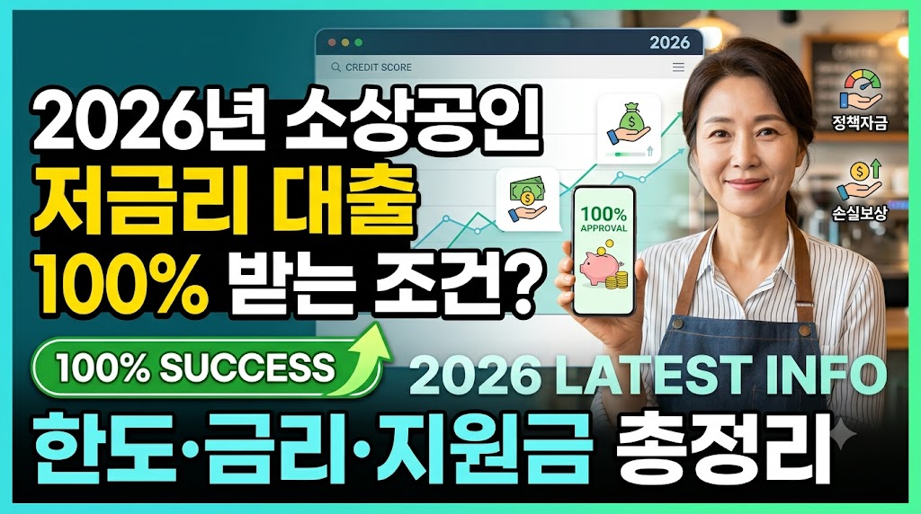 2026 년 소상공인 저금리 대출 100% 받는 조건? 한도·금리·지원금까지 총정리