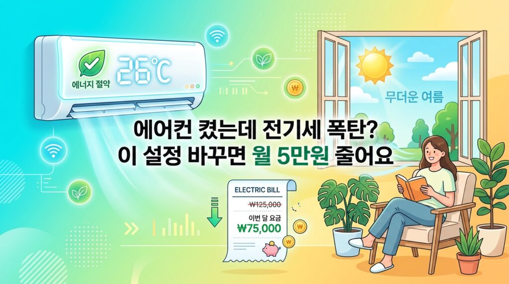 여름 전기요금 폭탄 막는 에어컨 절약 설정 꿀팁 누진제 구간과 월 5만원 절감 방법 일러스트