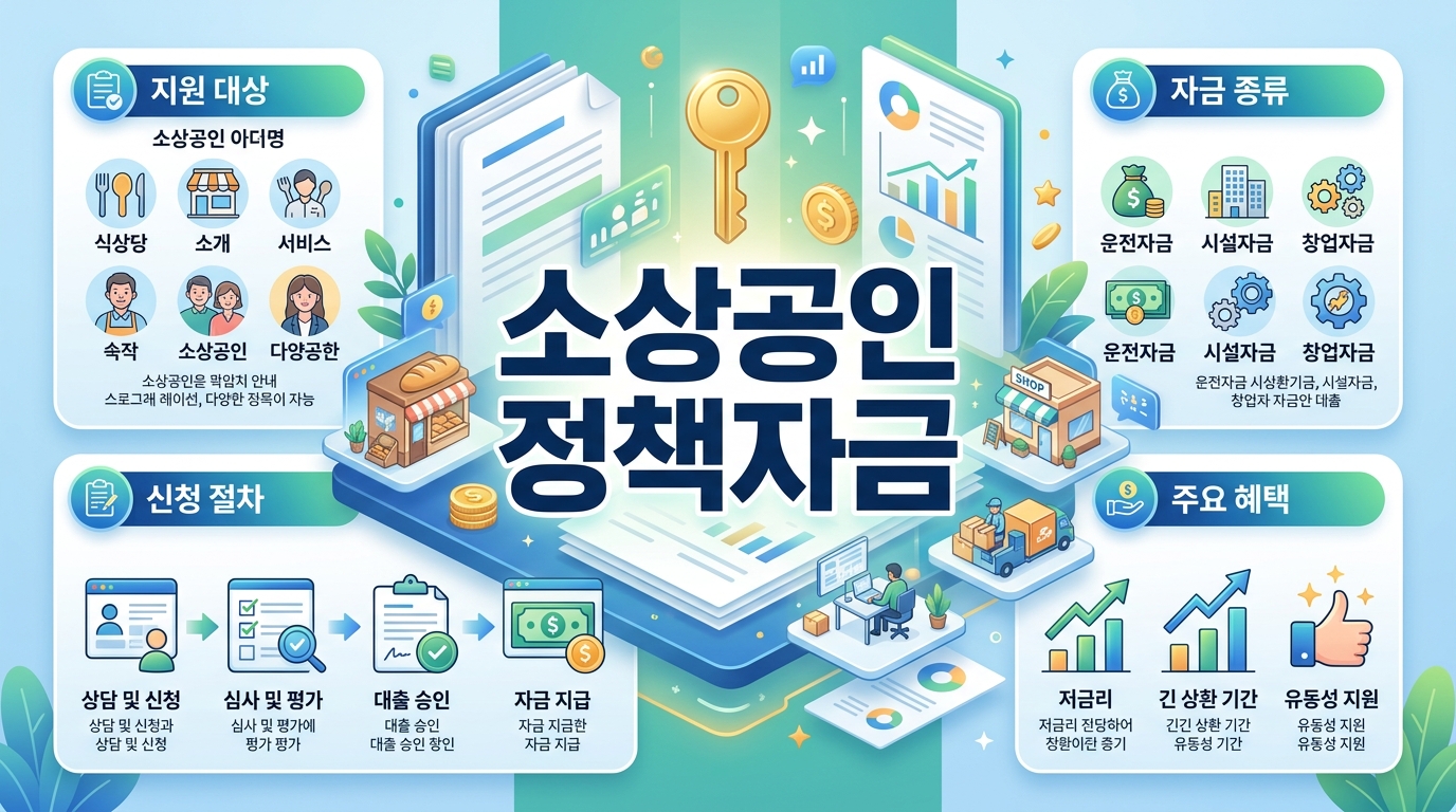 소상공인 대출 정책자금 신청 절차 설명 인포그래픽