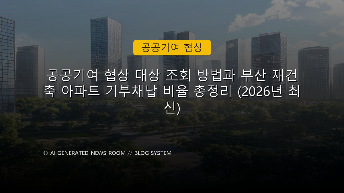 공공기여 협상 대상 조회 방법과 부산 재건축 아파트 기부채납 비율 총정리 (2026년 최신)