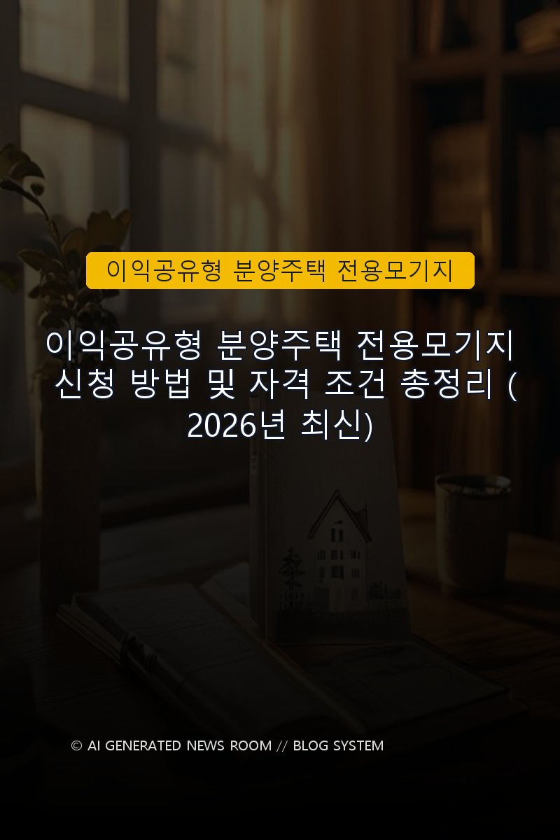 이익공유형 분양주택 전용모기지 신청 방법 및 자격 조건 총정리 (2026년 최신)