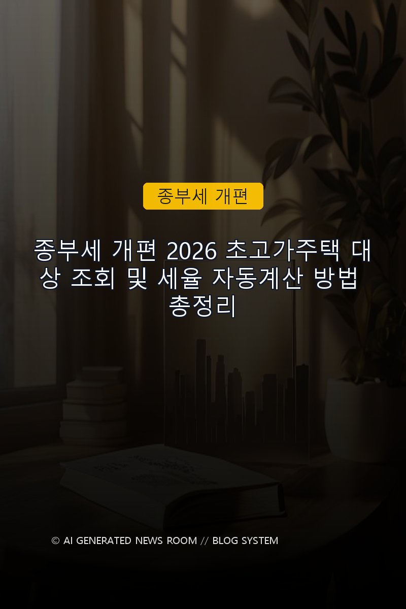 종부세 개편 2026 초고가주택 대상 조회 및 세율 자동계산 방법 총정리