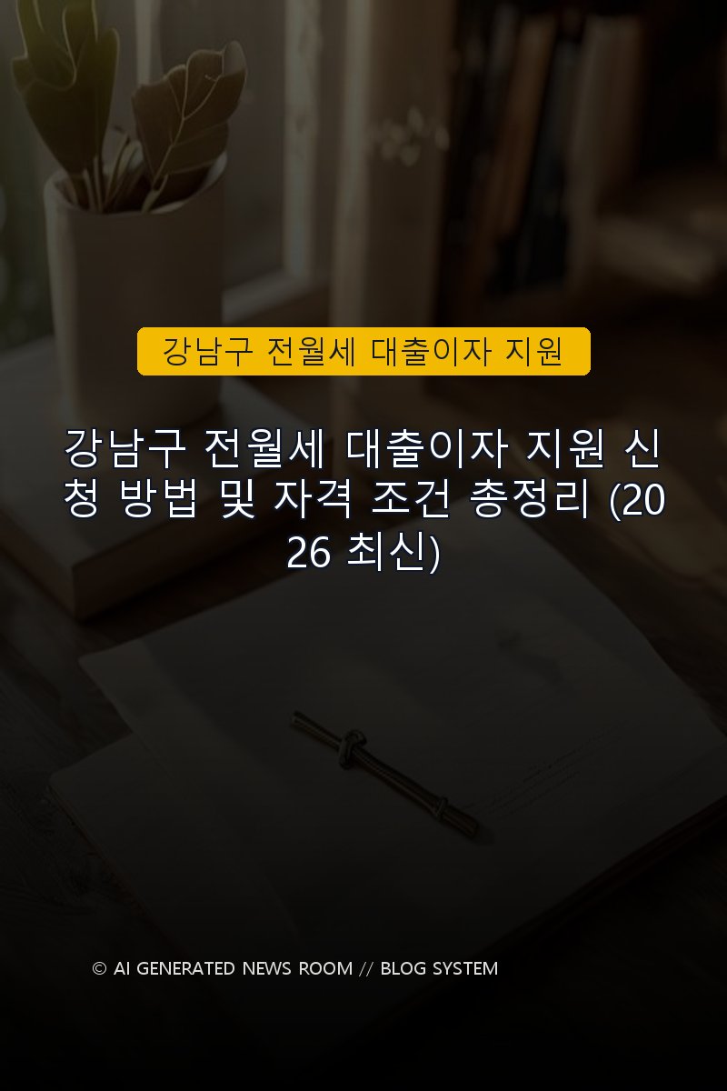 강남구 전월세 대출이자 지원 신청 방법 및 자격 조건 총정리 (2026 최신)