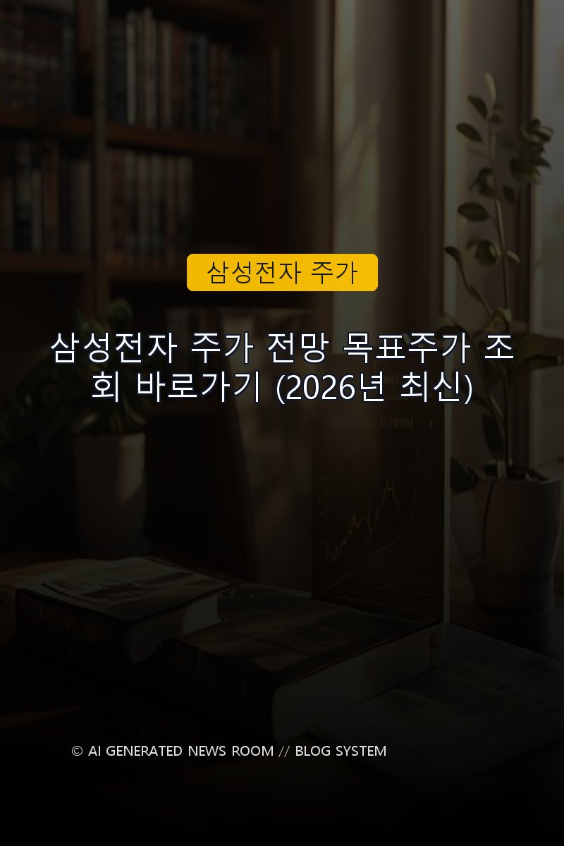 삼성전자 주가 전망 목표주가 조회 바로가기 (2026년 최신)