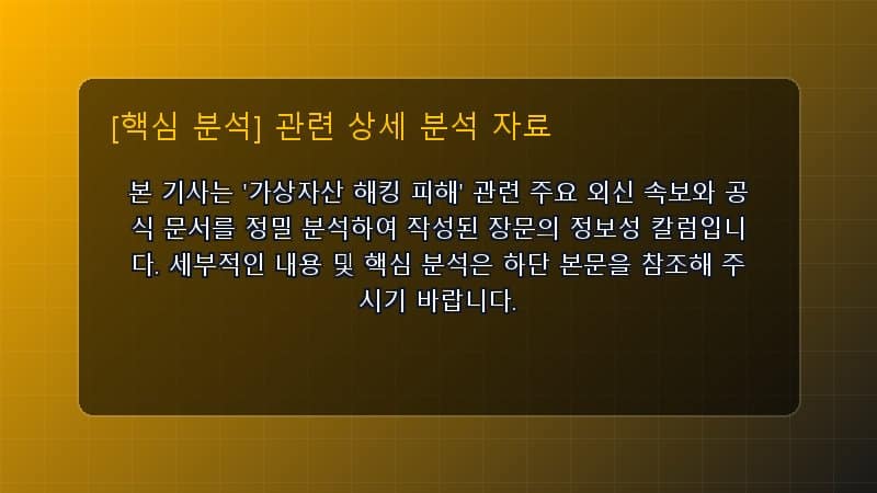 가상자산 해킹 피해 핵심 요약 및 테크 트렌드 관련 상세 설명 다이어그램 카드 이미지