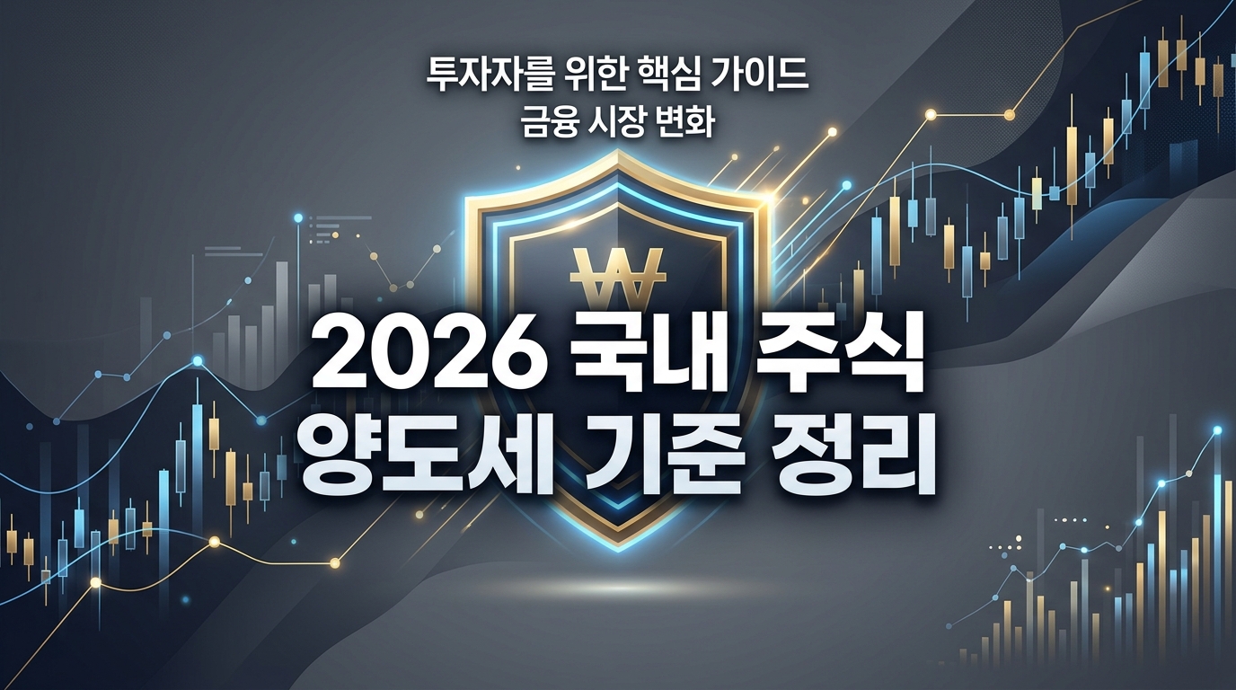 2026년 개정 국내 주식 양도소득세 세율 및 대주주 과세 기준 설명 이미지
