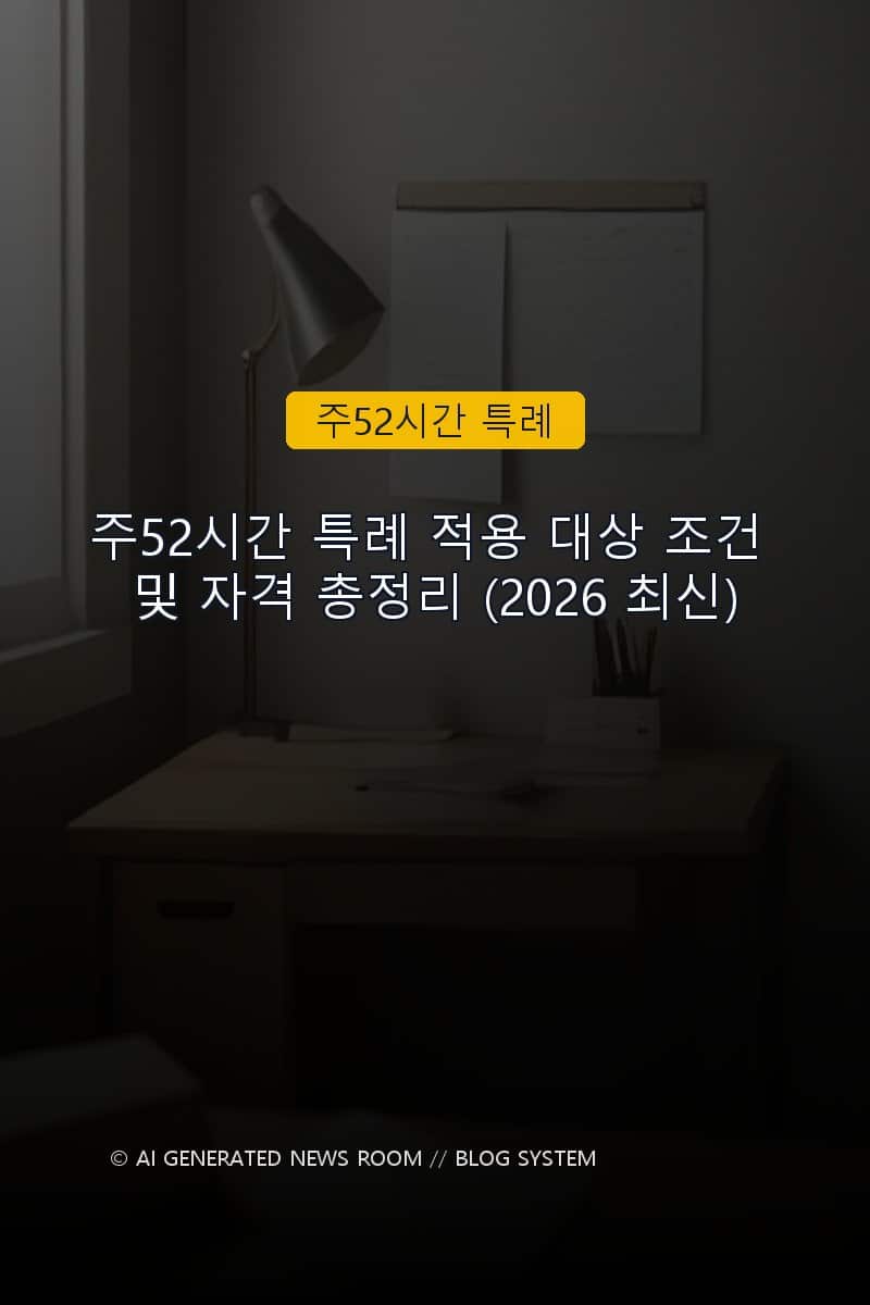 주52시간 특례 적용 대상 조건 및 자격 총정리 (2026 최신)