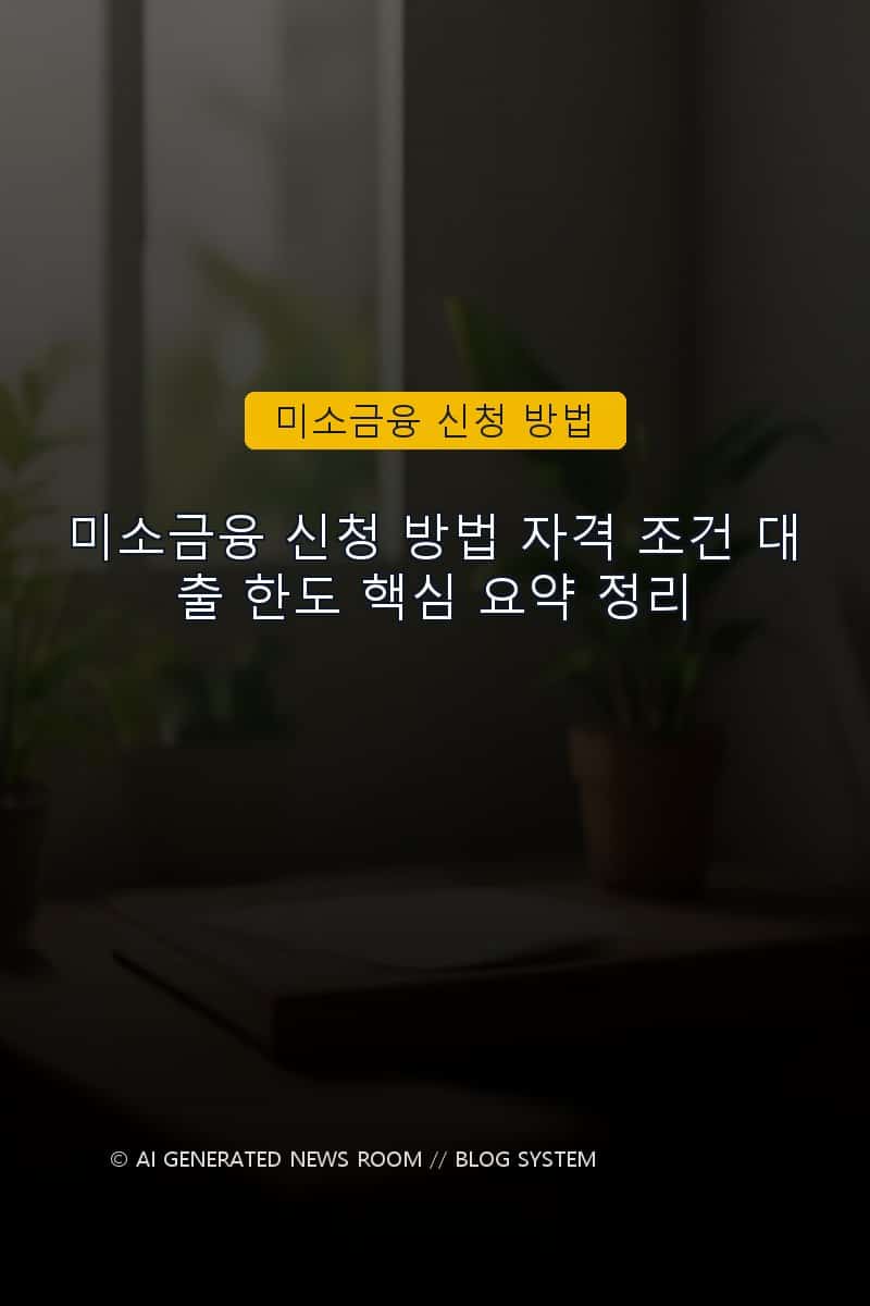 미소금융 신청 방법 자격 조건 대출 한도 핵심 요약 정리