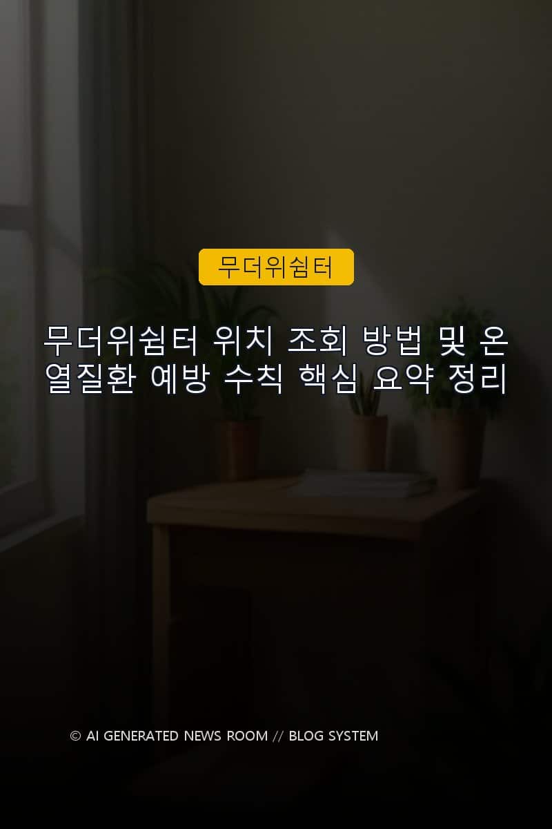 무더위쉼터 위치 조회 방법 및 온열질환 예방 수칙 핵심 요약 정리