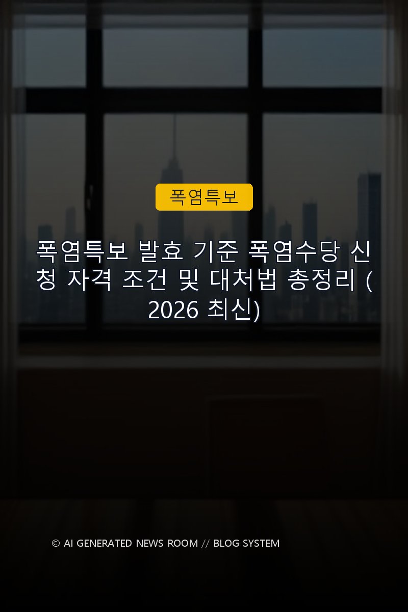 폭염특보 발효 기준 폭염수당 신청 자격 조건 및 대처법 총정리 (2026 최신)